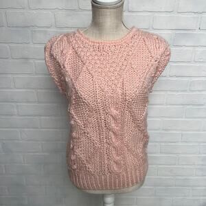 Windcrest Vintage 80s Light Pink Hand Knit Chunky Preppy Sweater Vest -sz M